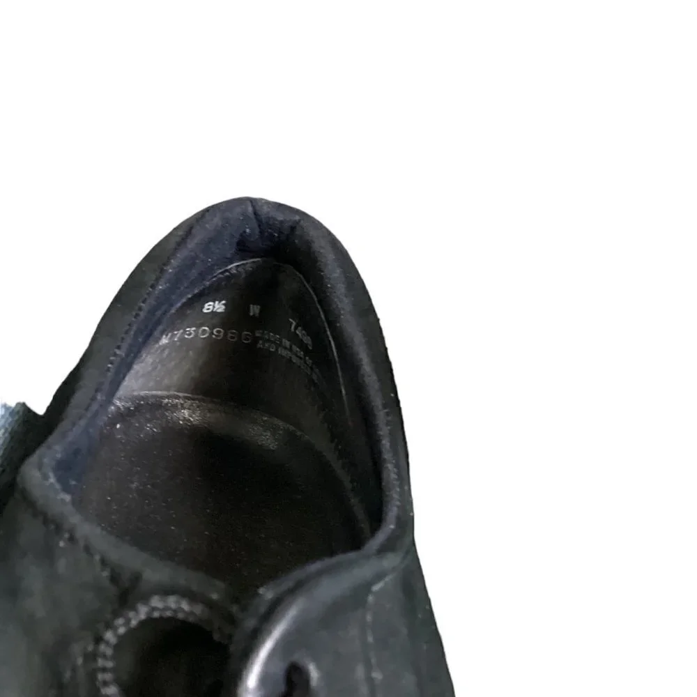 Munro American Black Suede Round Toe Lace Up Comfort Work Shoe Sz 8-1/2‎ W #198F